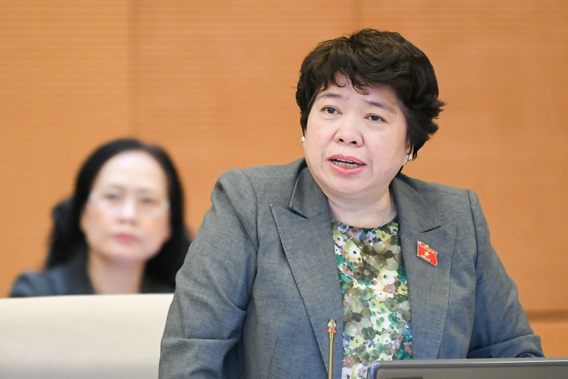 Chủ nhiệm Uỷ ban Xã hội Nguyễn Thuý Anh tham gia thảo luận tại phiên họp