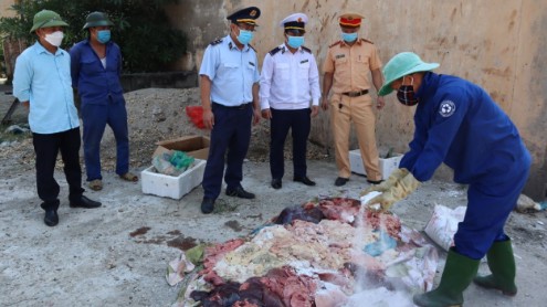 Phú Thọ: Tiêu hủy số lượng lớn nội tạng động vật không rõ nguồn gốc