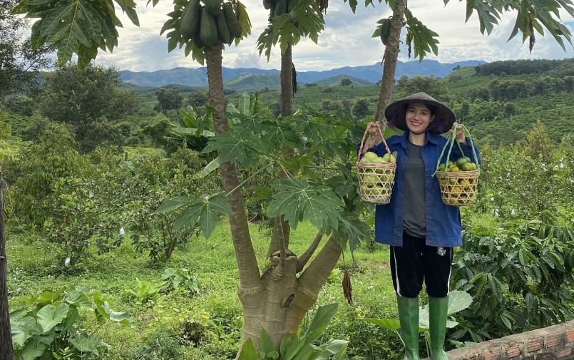 Mô hình nông nghiệp sạch của Nhi đã được mở rộng, đa dạng về số lượng và chất lượng nông sản