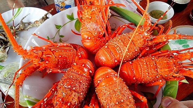 Thực đơn tiệc cưới còn có tôm hùm Nha Trang bỏ lò phô mai comte. Tôm hùm Nha Trang là đặc sản nổi tiếng với giá bán từ 1,2 - 1,5 triệu đồng/kg với loại tôm hùm to (600 - 1kg)