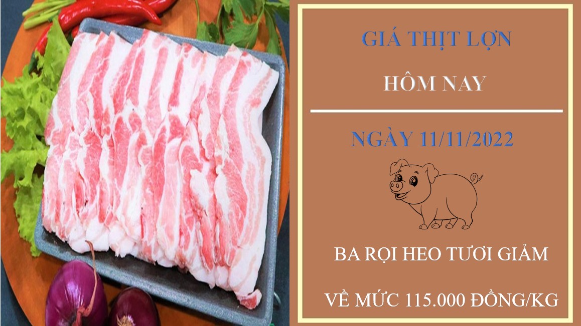 Giá thịt heo hôm nay 11/11/2022: Giá ba rọi heo tại Công ty Thực phẩm bán lẻ giảm 9.000 đồng/kg