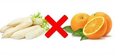 Cam và củ cải không nên kết hợp với nhau. 