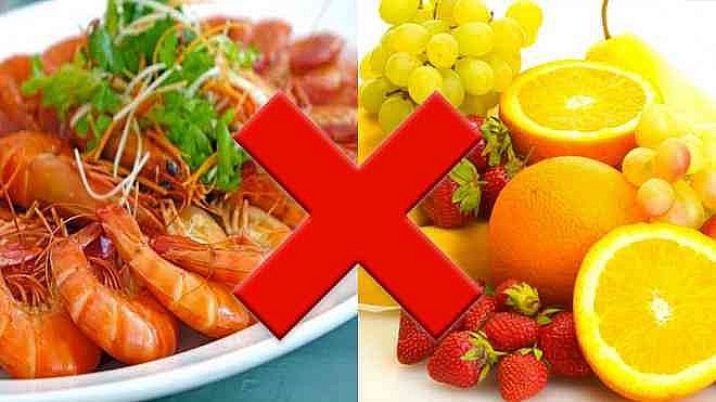 Hải sản và cam không được ăn cùng nhau.