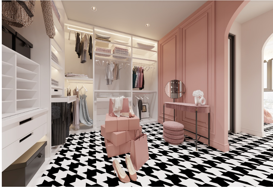 Nếu biết cách khéo léo tận dụng diện tích +1, các chủ nhân có thể mang về căn hộ một phòng “Walk-in closet” cực “trendy” trong tổ ấm xinh xắn của mình.