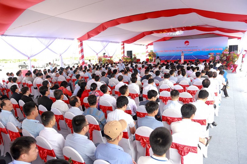 Nhà máy điện mặt trời Hồng Phong 1A - 1B của Vietracimex đóng góp vào mạng lưới điện quốc gia (Ảnh TV)