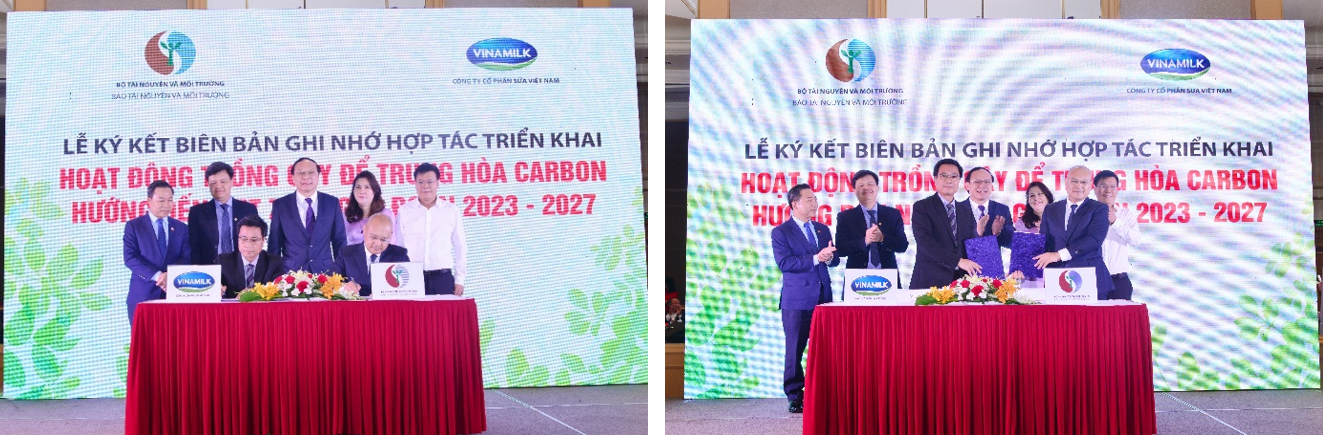 Đại diện Vinamilk và Báo Tài nguyên và Môi trường (TN&MT) ký biên bản ghi nhớ hợp tác cho dự án trồng cây hướng đến Net Zero Đại diện Vinamilk và Báo Tài nguyên và Môi trường (TN&MT) ký biên bản ghi nhớ hợp tác cho dự án trồng cây hướng đến Net Zero