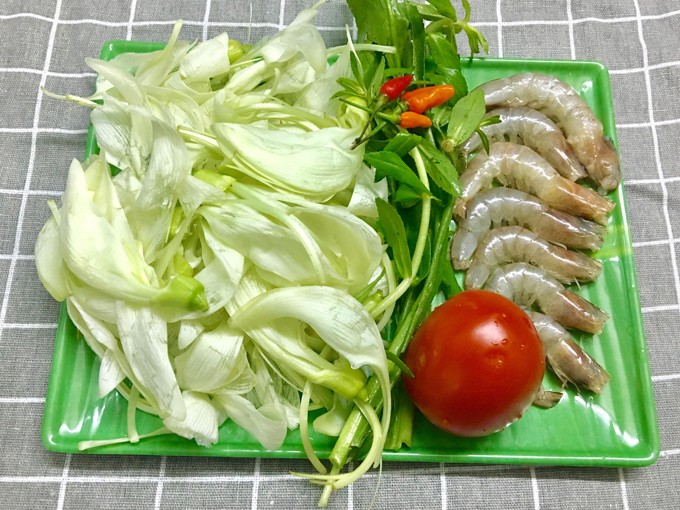 Nguyên liệu nấu món canh chua tôm Bông so đũa thơm ngon