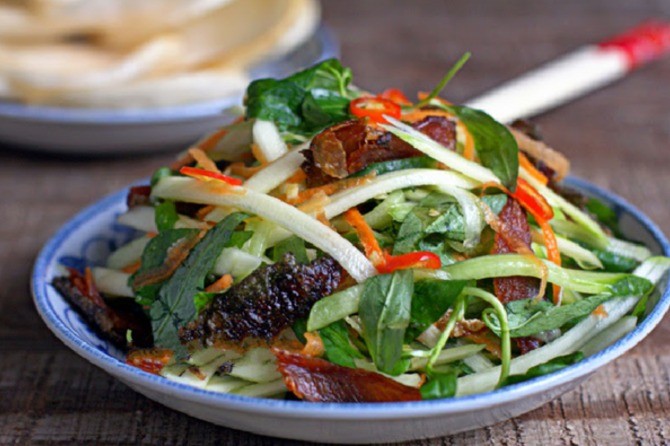 Khô cá lóc gỏi sầu đâu