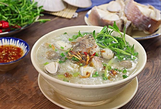 Cháo cá lóc rau đắng