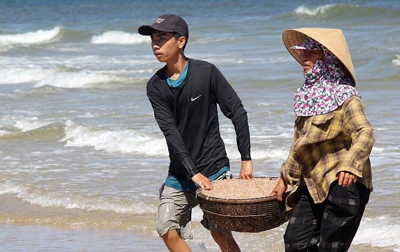 Nụ cười mùa ruốc biển, ra biển hụp lặn kiếm tiền triệu mỗi ngày
