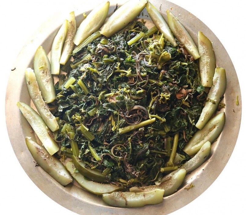 Món rau xôi là món ăn không thể thiếu trong mâm cỗ của người Mường Đông Cửu.