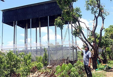 Những chiếc chòi được người dân dựng lên để dụ loài thú hoang trên trời về ở, thành quả là có cả nhà máy phân bón tự nhiên.