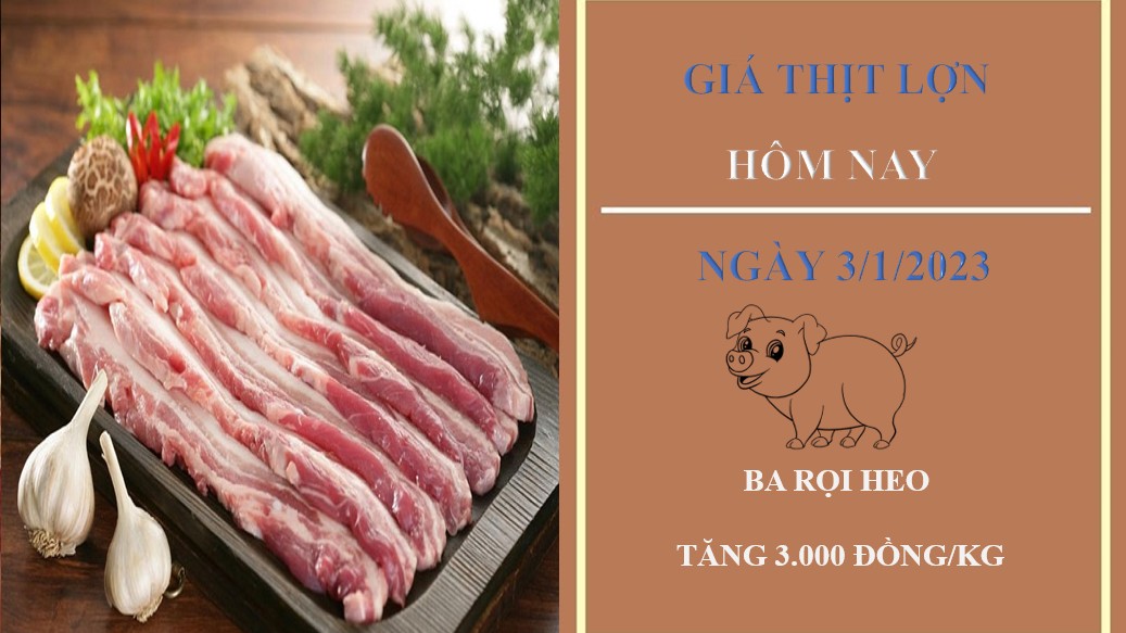 Giá thịt heo hôm nay 3/1/2023: Tăng 3.000 đồng/kg tại Công ty Thực phẩm bán lẻ