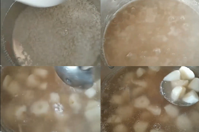 Khi nấu chè bạn có thể cho vào bó lá dứa hay gừng thái sợi tăng thêm độ thơm ngon.