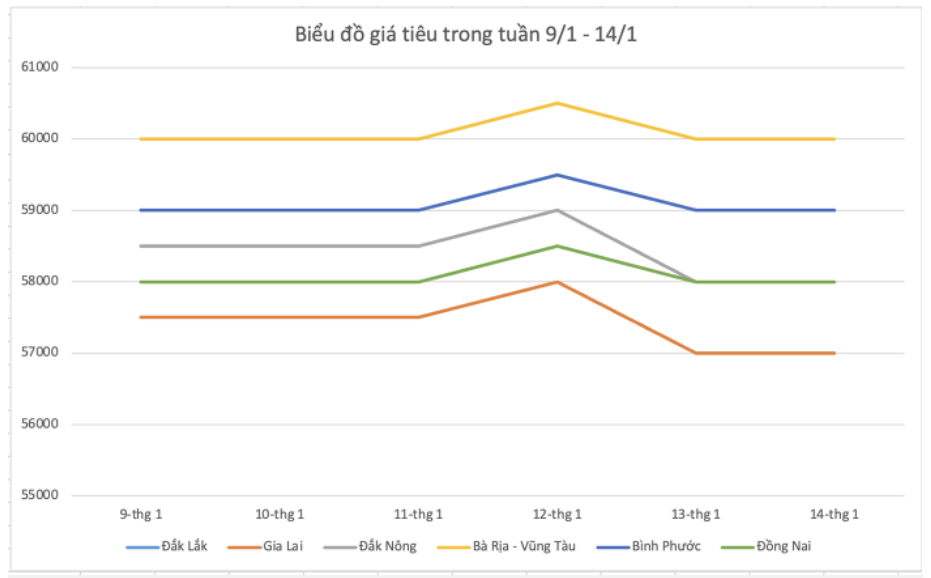 Giá nông sản hôm nay (15/1): Diễn biến giá hồ tiêu trong tuần qua.