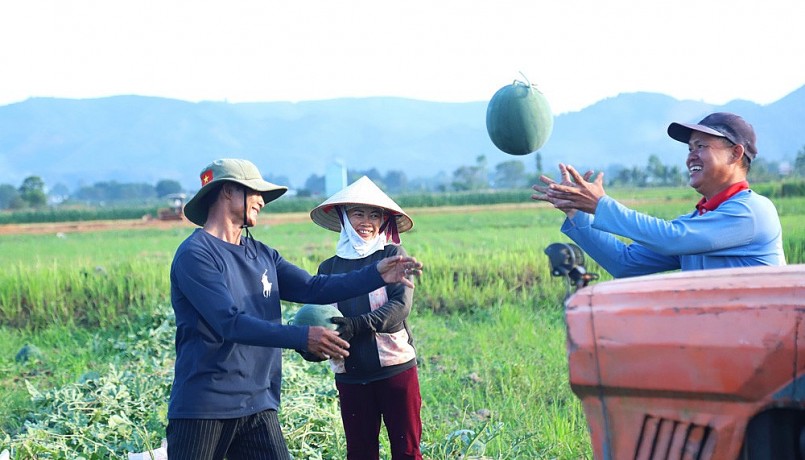 Nông dân huyện Đạ Tẻh vui mừng, phấn khởi khi vụ dưa hấu tết năm nay vừa được mùa, lại được giá