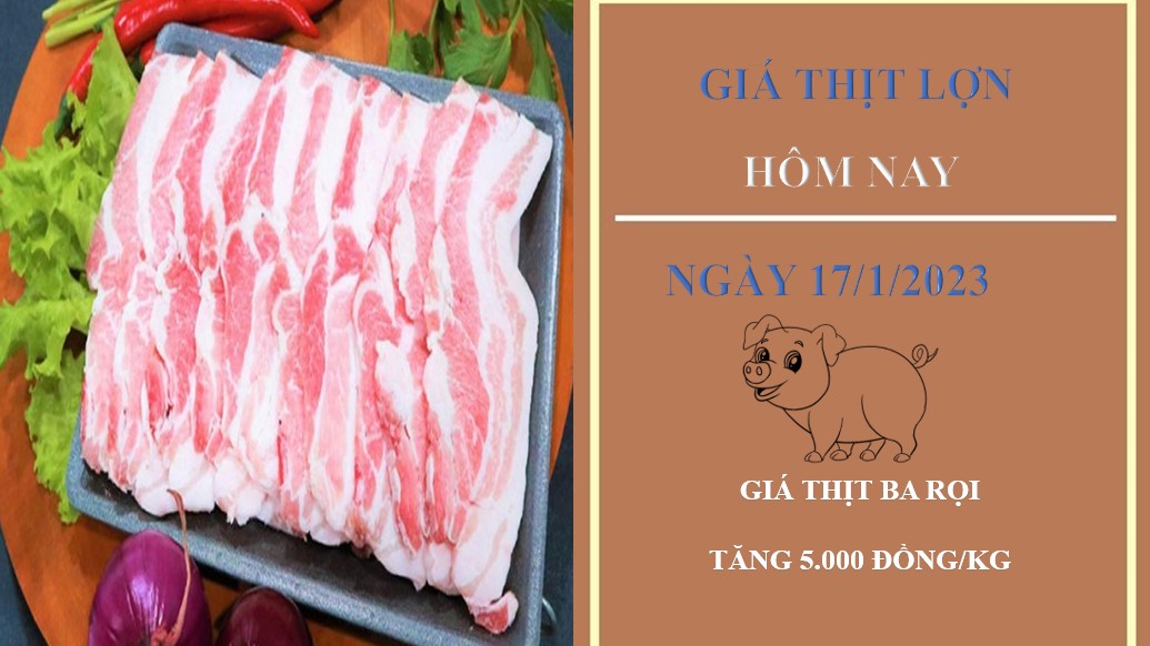 Giá thịt heo hôm nay 17/1/2023: Tăng 5.000 đồng/kg tại Công ty Thực phẩm bán lẻ