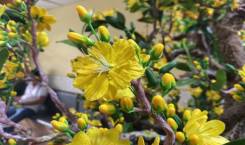 Tuy được tạo ra từ đất sét nhưng màu sắc và hình dáng hoa rất có hồn.