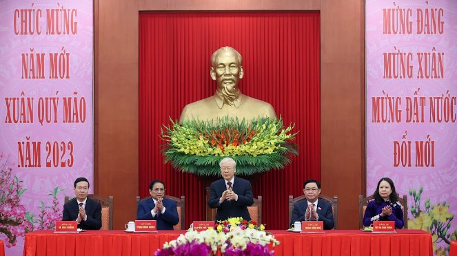 Tổng Bí thư Nguyễn Phú Trọng chúc Tết lãnh đạo, nguyên lãnh đạo Đảng, Nhà nước nhân dịp Xuân Quý Mão