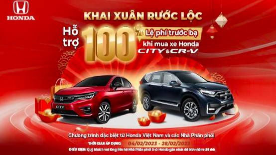 Honda CR-V và Honda City ‘tung’ ưu đãi 100% lệ phí trước bạ đầu năm