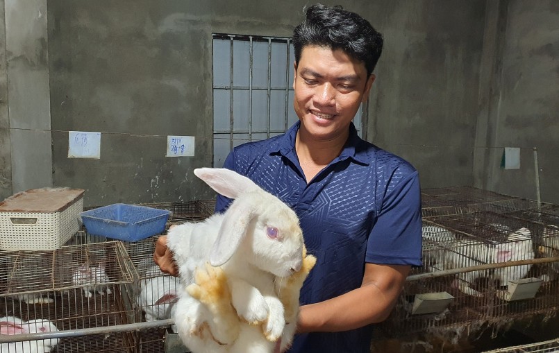 Từ chỗ chỉ nuôi thử nghiệm, anh Thuần đã gây dựng trại thỏ 