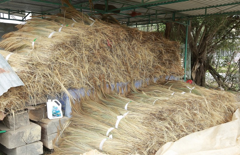 Đót khô chờ xe đến vận chuyển đi tiêu thụ.