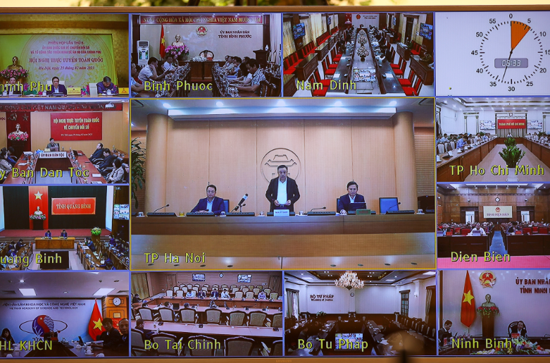 Các bộ, ngành, địa phương tham dự trực tuyến Hội nghị - Ảnh: VGP