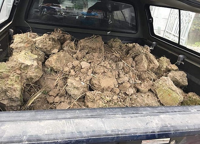 Hai vợ chồng chị Tuyết về tận quê chở đất lên giúp vợ trồng rau.