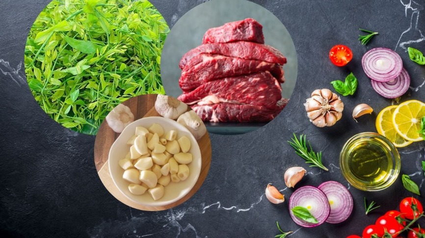 Nguyên liệu làm món rau sắng xào thịt bò Nguyên liệu làm món rau sắng xào thịt bò