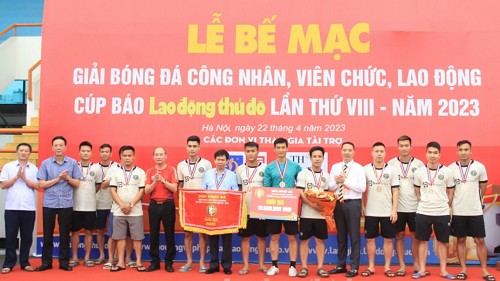 Bế mạc Giải bóng đá công nhân, viên chức, lao động Cúp báo Lao động Thủ đô lần thứ VIII - năm 2023
