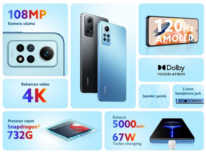 Điện Xiaomi Redmi Note 12 Pro 4G với chip Snapdragon 732G, hệ điều hành android 11