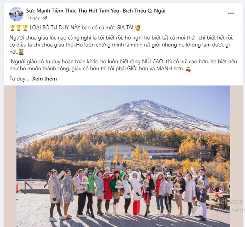 Từ những hình ảnh đi du lịch Châu Âu đăng trên Facebook nhiều người đã phát hiện ra sự xuất hiện của những nhân vật khá “nổi tiếng” trong lĩnh vực đào tạo bán hàng đa cấp, làm giàu siêu tốc, như “Tài phiệt$” T.D là “chủ nhiệm” của “Câu lạc bộ Giáo dục tài chính chất lượng – khai phá sức mạnh tiềm thức”,  “Bậc thầy SMTT - Nhà Phát Minh lỗi lạc - Gia Tộc Tỷ Đô - Tài phiệt $”; L.H – “tài phiệt đô la”, chồng của T.D, và “thần đèn” L.H.