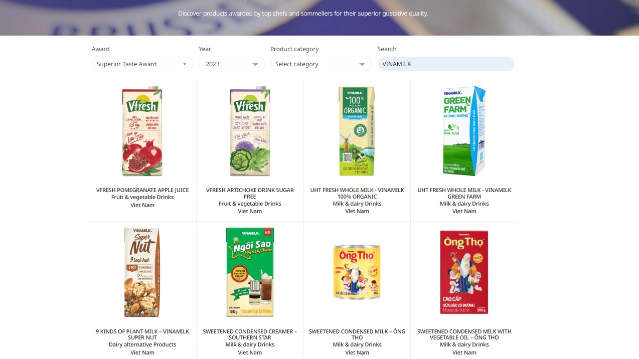Nhiều sản phẩm “nhà Vinamilk” được gắn sao “vị ngon thượng hạng” bởi các chuyên gia quốc tế hàng đầu ngành thực phẩm
