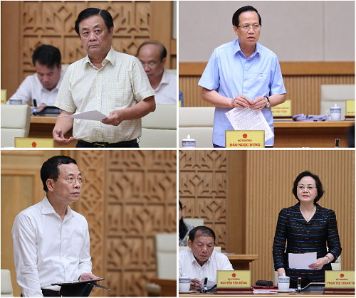 Các đại biểu đánh giá tình hình kinh tế - xã hội tháng 6 tiếp tục xu hướng tích cực, nhiều lĩnh vực đạt kết quả tốt hơn so với tháng 5 và 5 tháng đầu năm. Ảnh: VGP