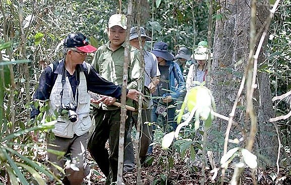 Các nhà khoa học của Viện Dược Liệu (Bộ Y tế) khảo sát cây thuốc nam tại Khu Bảo tồn thiên nhiên - văn hóa Đồng Nai.