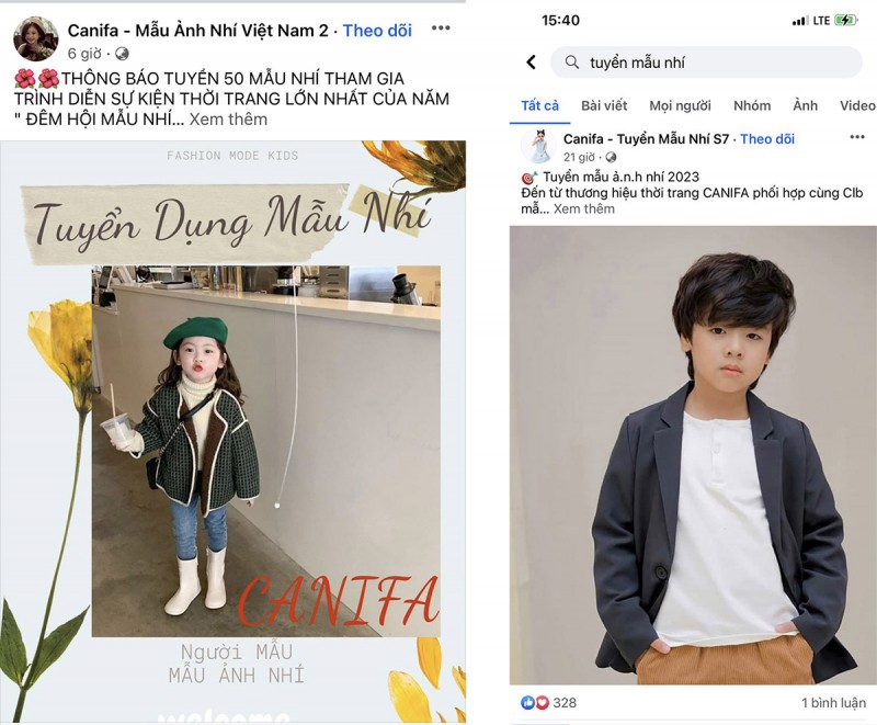Canifa một thương hiệu thời trang trẻ em thường xuyên bị các đối tượng sử dụng để lừa đảo thông qua việc tuyển mẫu nhí
