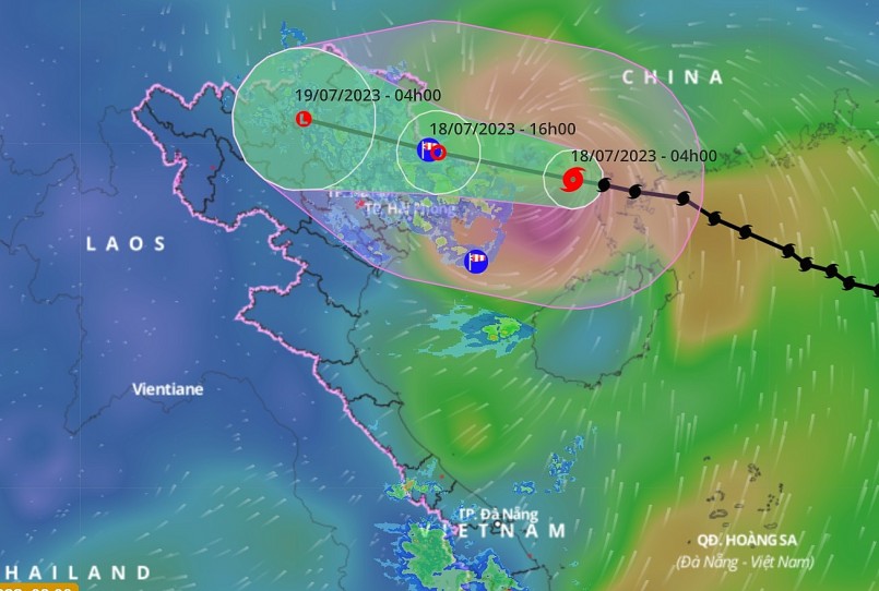 Dự báo hướng đi của bão số 1. Ảnh: Hệ thống giám sát thiên tai Việt Nam