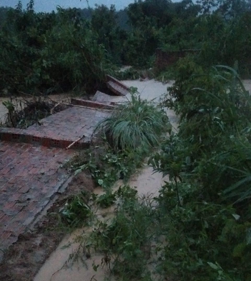 Mưa lớn khiến hoa màu của người dân bị cuốn trôi. Mưa lớn khiến hoa màu của người dân bị cuốn trôi.