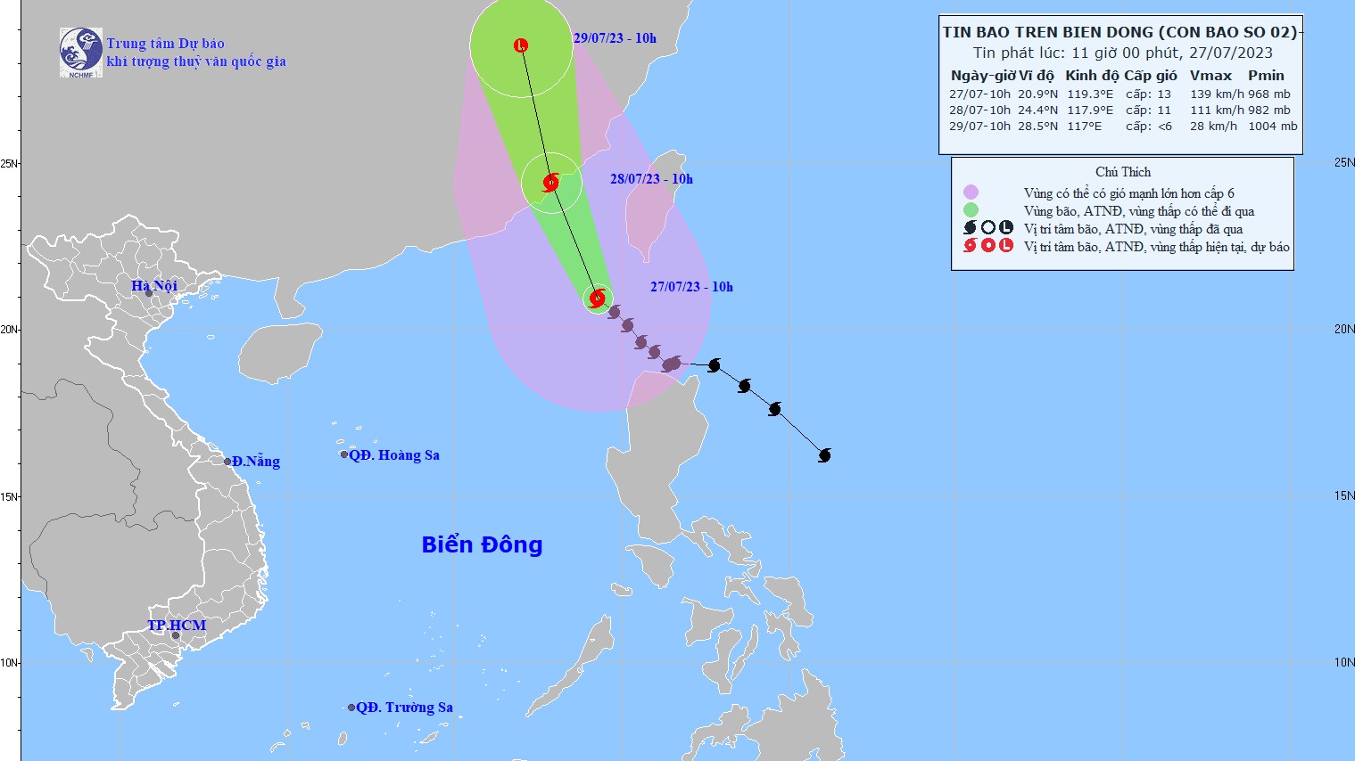 Bão số 2 đã đi vào Biển Đông, gây mưa lớn đến cuối tháng 7