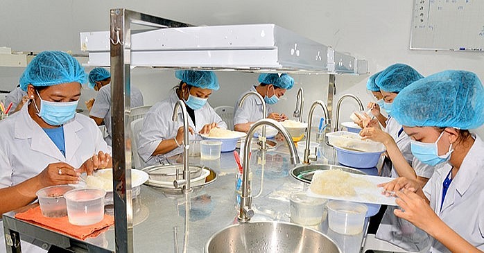 Nhân viên Công ty TNHH MTV yến sào Nguyên Bản sơ chế tổ yến.