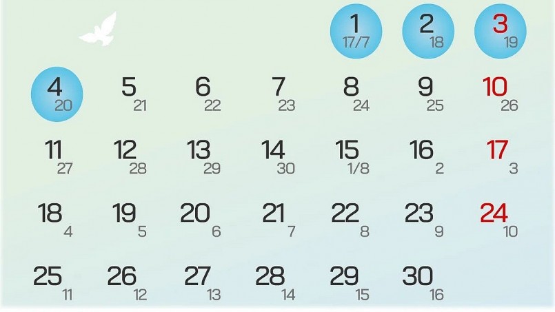 Lễ Quốc khánh 2/9/2023 sẽ được nghỉ 4 ngày liên tục