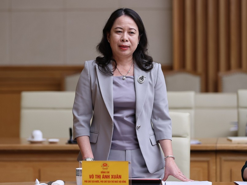 Phó Chủ tịch nước Võ Thị Ánh Xuân, Phó Chủ tịch thứ Nhất Hội đồng Thi đua-Khen thưởng Trung ương phát biểu tại phiên họp. Ảnh: VGP Phó Chủ tịch nước Võ Thị Ánh Xuân, Phó Chủ tịch thứ Nhất Hội đồng Thi đua-Khen thưởng Trung ương phát biểu tại phiên họp. Ảnh: VGP