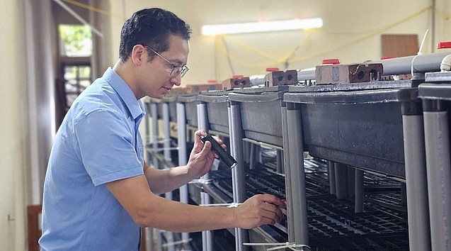 Anh Nguyễn Bá Cảnh, người đầu tiên nuôi thành công cua biển trong hộp tại Lào Cai. 