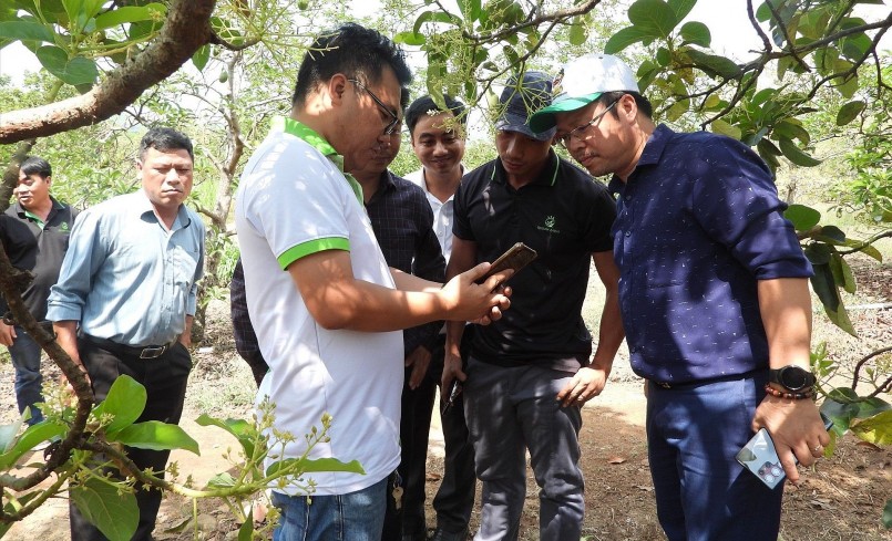 Anh Hoàng luôn sẵn sàng chia sẻ các kinh nghiệm ứng dụng công nghệ vào nông nghiệp cho nông dân trong vùng. 