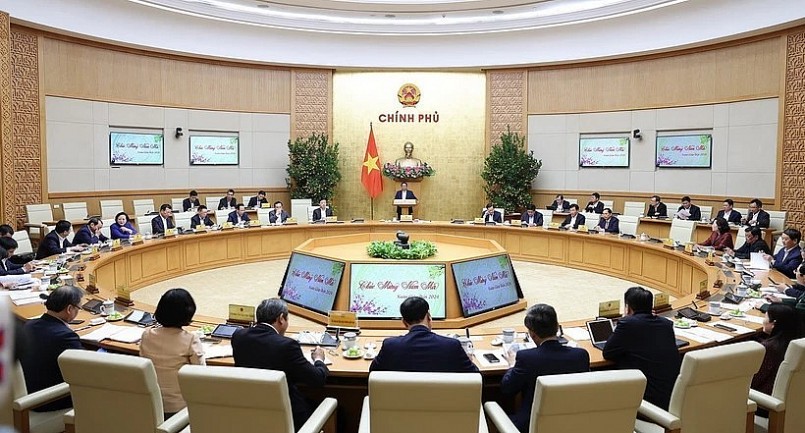 Toàn cảnh cuộc họp của Thường trực Chính phủ để đánh giá tình hình Tết Nguyên đán Giáp Thìn 2024. Ảnh TTXVN