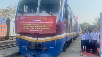Chuyến tàu đầu năm 2024 chở hơn 200 tấn nông sản từ ga Sóng Thần đi Trung Quốc