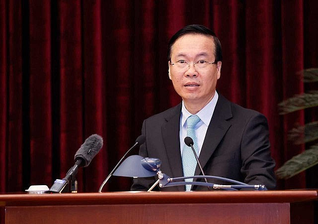 Chủ tịch nước Võ Văn Thưởng khẳng định, Đảng, Nhà nước luôn đề cao, trân trọng, đặc biệt quan tâm, tạo mọi điều kiện để đội ngũ trí thức, nhà khoa học, văn nghệ sĩ phát triển vững mạnh, toàn diện - Ảnh: VGP