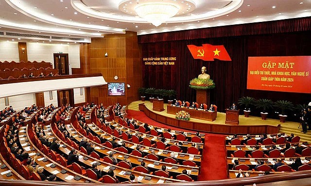 Hội nghị gặp mặt đại biểu trí thức, nhà khoa học, văn nghệ sĩ nhân dịp đầu Xuân Giáp Thìn 2024 - Ảnh: VGP