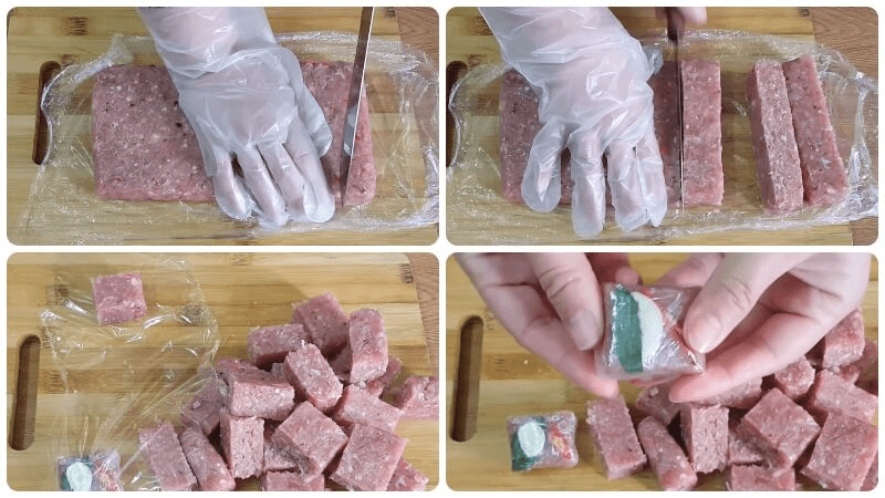 Cắt nem ra và gói lại