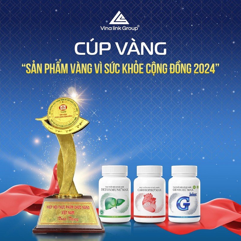 Vinalink Group nhận “Cúp Vàng vì sức khỏe cộng đồng năm 2024” cho 3 sản phẩm.